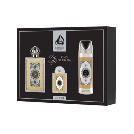 KIT LATTAFA PRIDE KING OF ARABIA 100ML+ EDP20ML+ PERFUMED SPRAY 200ML